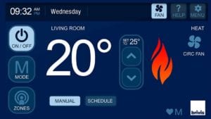 Brivis Heater Touch Controller Screen